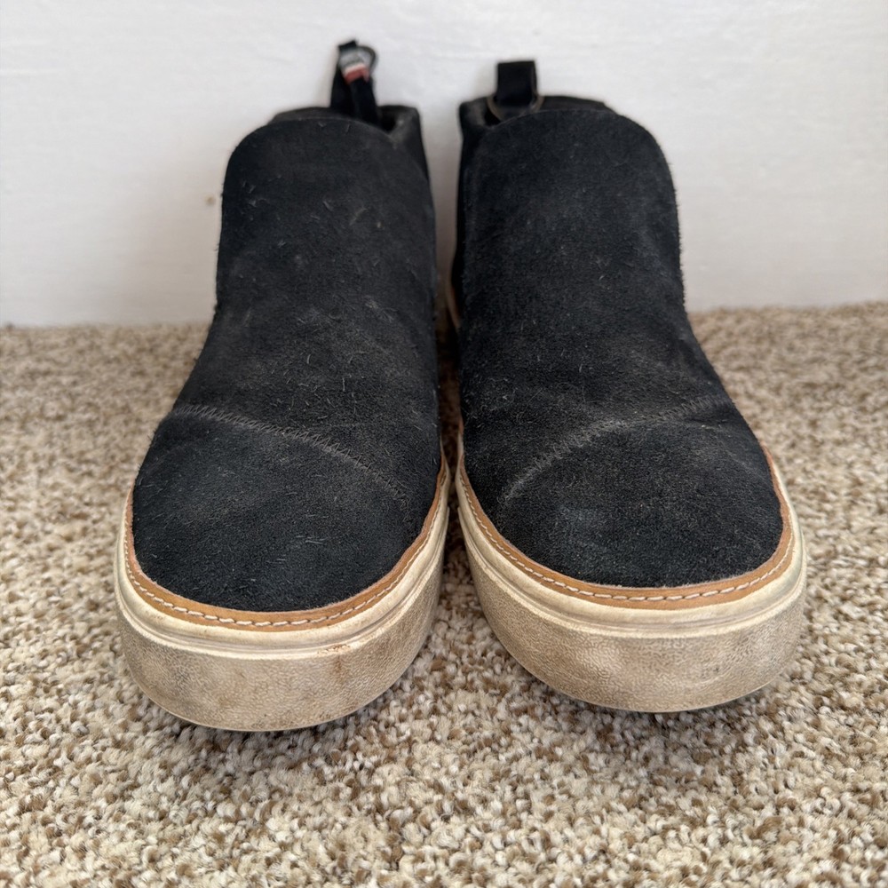 Toms Shoes Womens 9 Paxton Sneakers Slip On Flats Black Suede Casual Round Toe