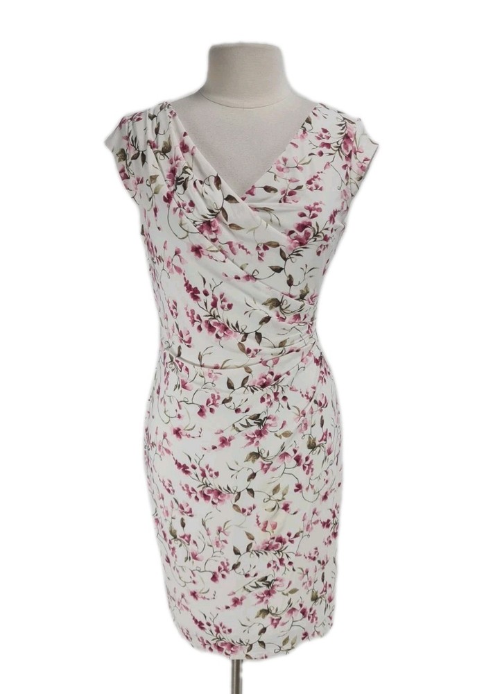 RALPH LAUREN Women Size 10 Floral Sheath Mini Dress V-Neck Sleeveless  83P