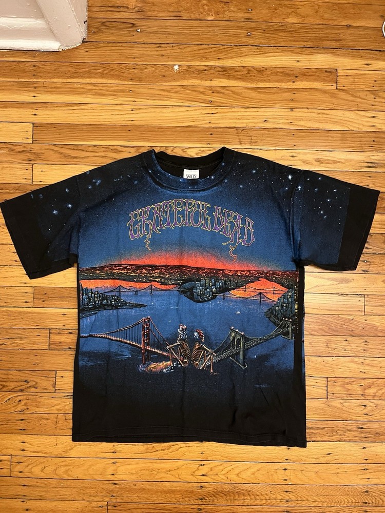 Vintage 1990 Grateful Dead San Francisco Bridge All Over Print T-Shirt Size XL