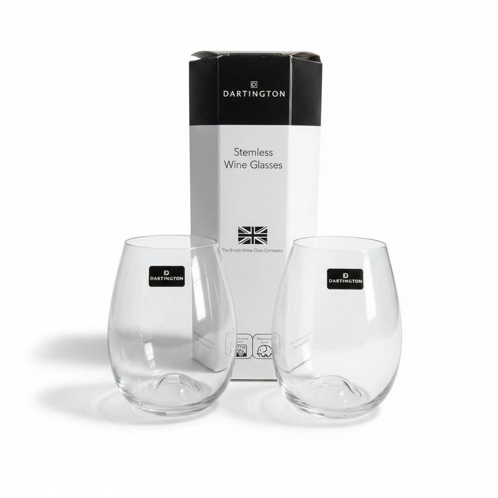 Dartington Stemless Wine Glasses Set of 2 with Box Clear