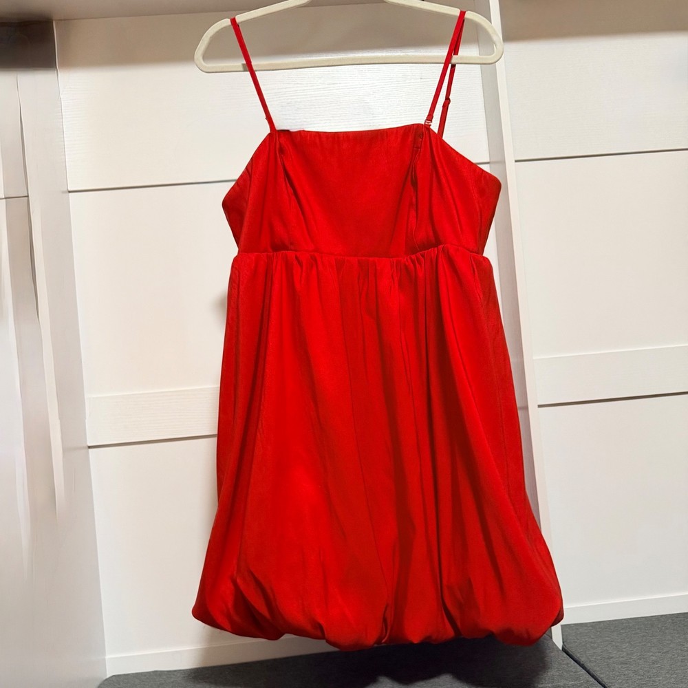 A New Day Puff Mini Strappy/Strapless Dress Size L , Red