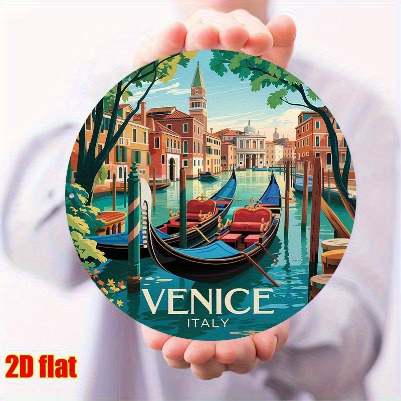 787inch Venice Italy Gondola Scene Aluminum Round Wall Decoration