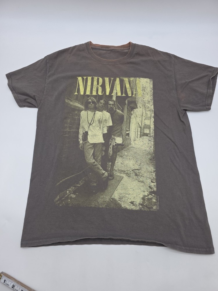Nirvana T-shirt Men M Gray Logo 100% Cotton.#45760