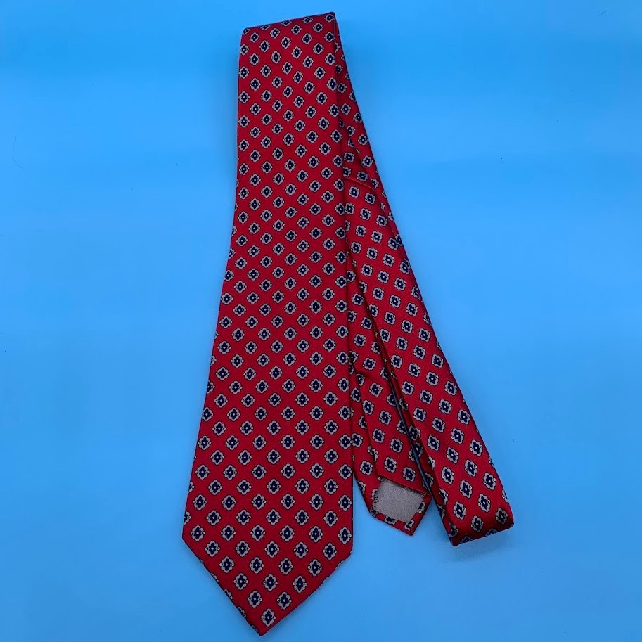Vintage Christian Dior Tie Silk Geometric Pattern Woven Made USA Italy Necktie