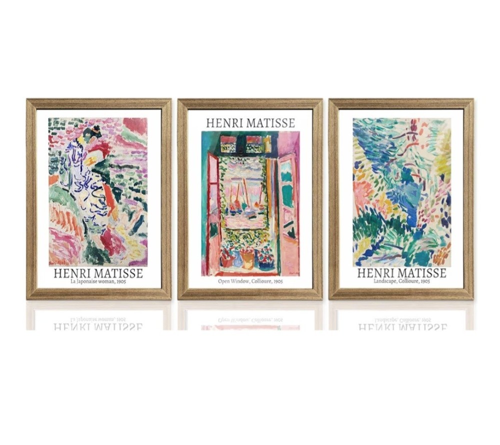 InspiredHues Framed Henri Matisse Wall Art Set 3 Pieces Open Window Collioure La