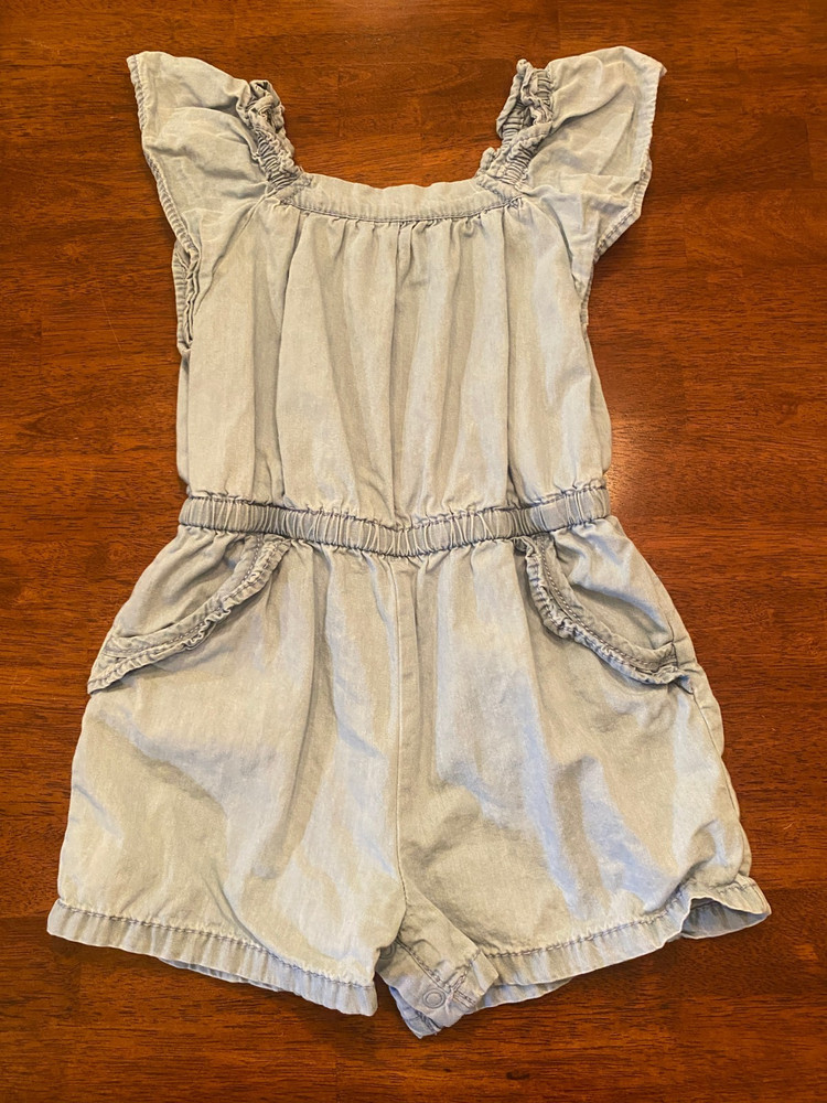 Cat & Jack Toddler Chambray Smocked Romper | Blue Denim | 3T