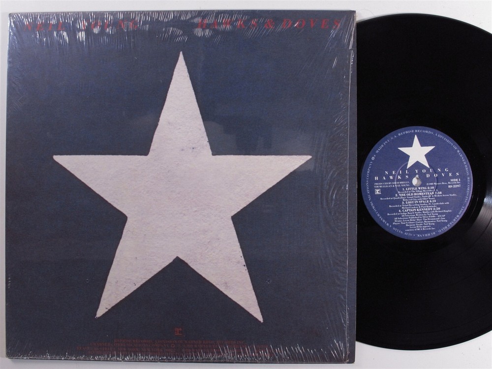 NEIL YOUNG Hawks & Doves REPRISE LP VG+ matte cover SHRINK d