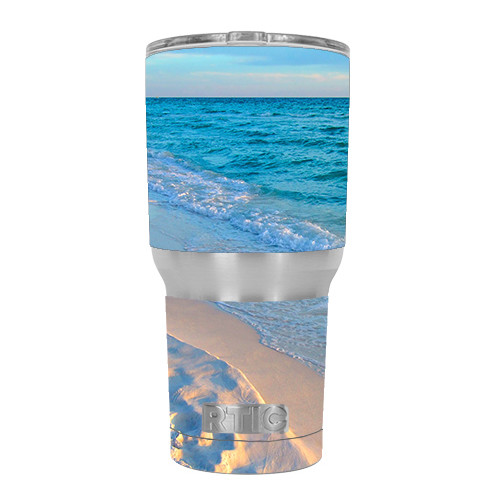 Skin Decal for RTIC 20 OZ Tumbler Cup (5-piece kit) / Beach white sands blue wa