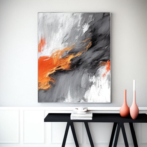 Orange Hand Painted black Abstract Oil Paintings On Canvas Home Decor Wall Art
