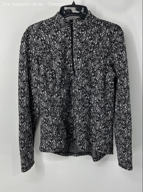 Spyder Active Womens Black White Long Sleeve Knitted Full-Zip Sweater Size XL