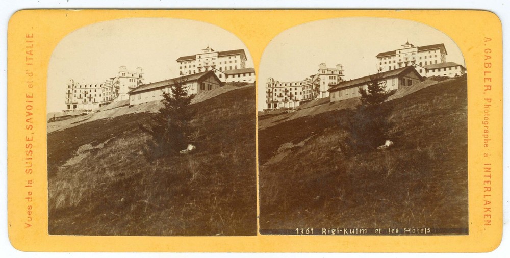 B7633~ SWITZERLAND Rigi Kulm Hotel 1870s Stereoview – A. Gabler Interlaken EX++