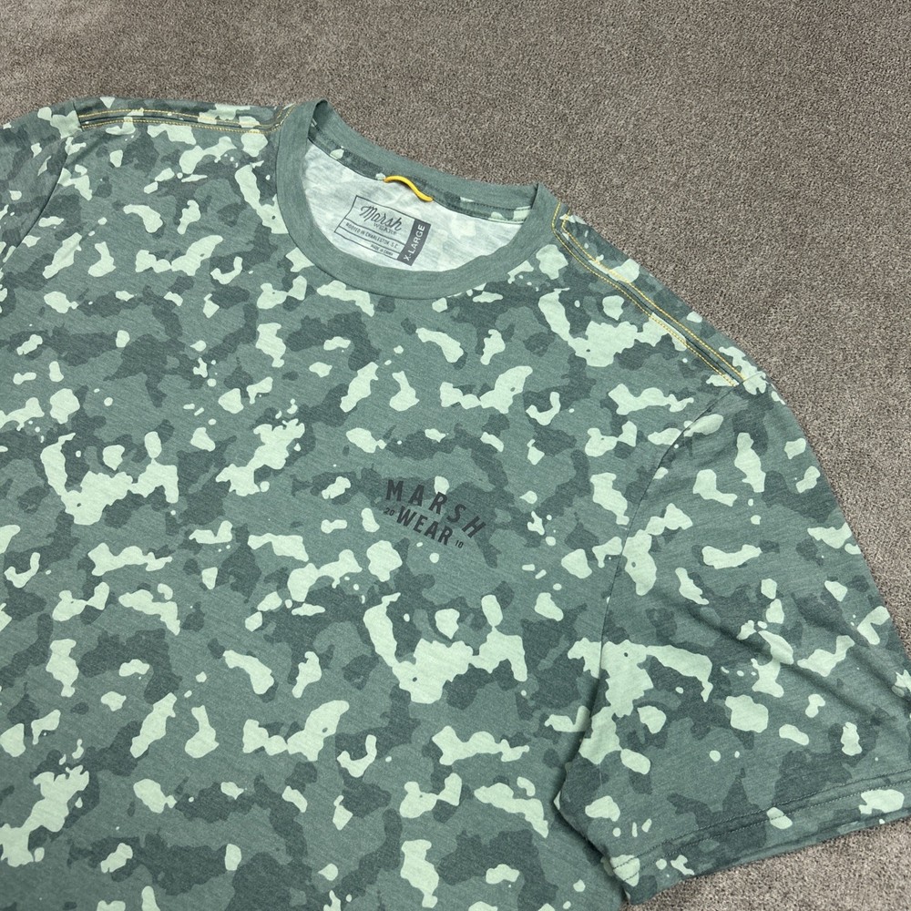 Marsh Wear T Shirt Mens XL Green Camo Performance Outdoor Stretch Graphic