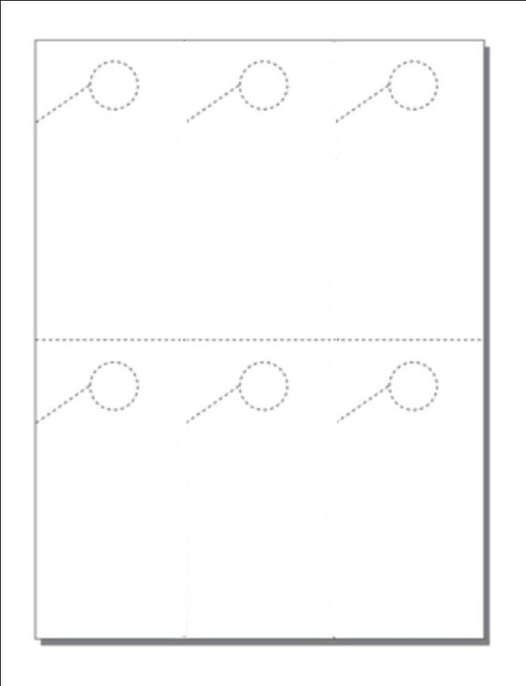 Premium Hang Tags 2.75x5.5 - 250 Sheets, 6-Up on 8.5x11 Unperfed White Cover Stock