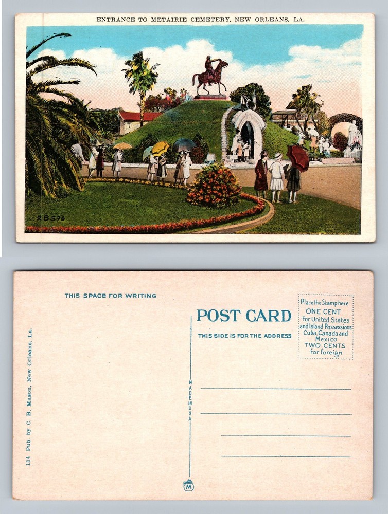 New Orleans, LA-Louisiana, Metairie Cemetery Entrance Scene Vintage Postcard