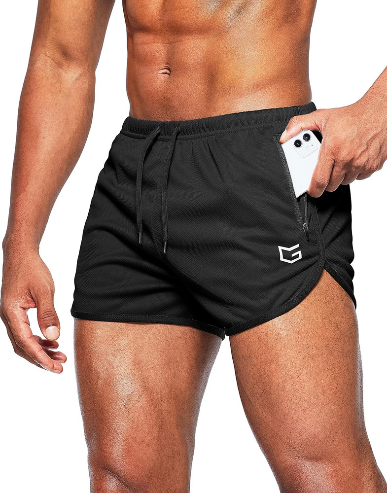 Men'S Running Shorts 3 Inch Quick Dry Gym Athletic Jogging Shorts with Zipper...