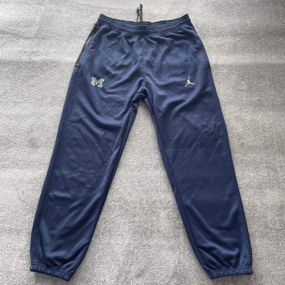 Nike Air Jordan Michigan Wolverines Jump man Dri-Fit Joggers W/Pockets Sz Large