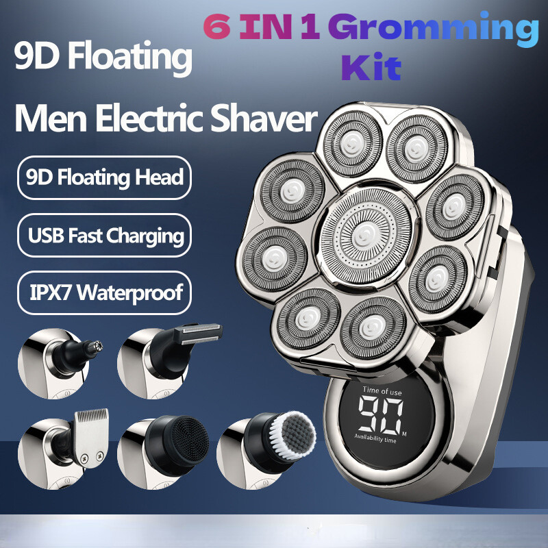 9D 6in1 Rechargeable Men's Shaver Electric Beard Trimmer
