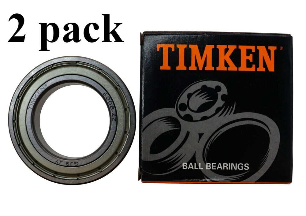 2-Pack Timken 6008ZZ 40x68x15mm Double Metal Seal Ball Bearings
