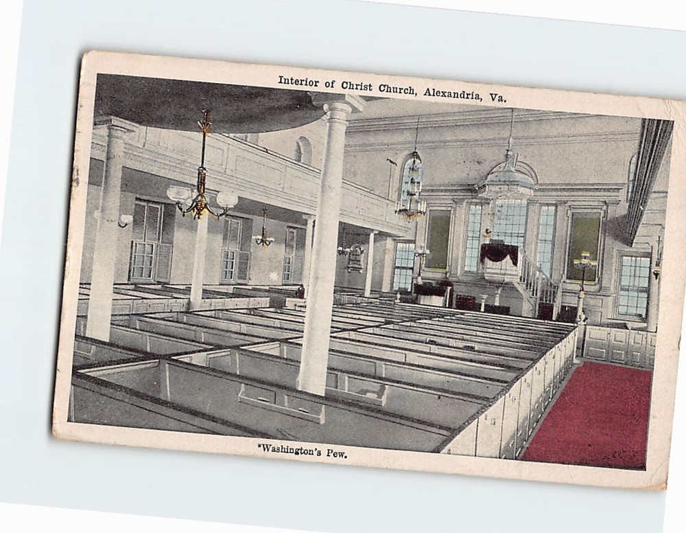 Postcard Washingtons Pew Interior of Christ Church Alexandria Virginia USA