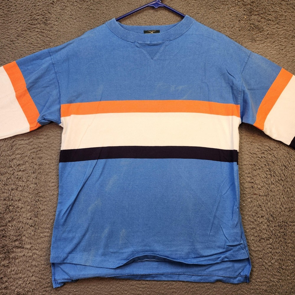Vintage Sutter Creek Shirt Mens Medium Blue Orange Striped Levi Strauss 90s Tee