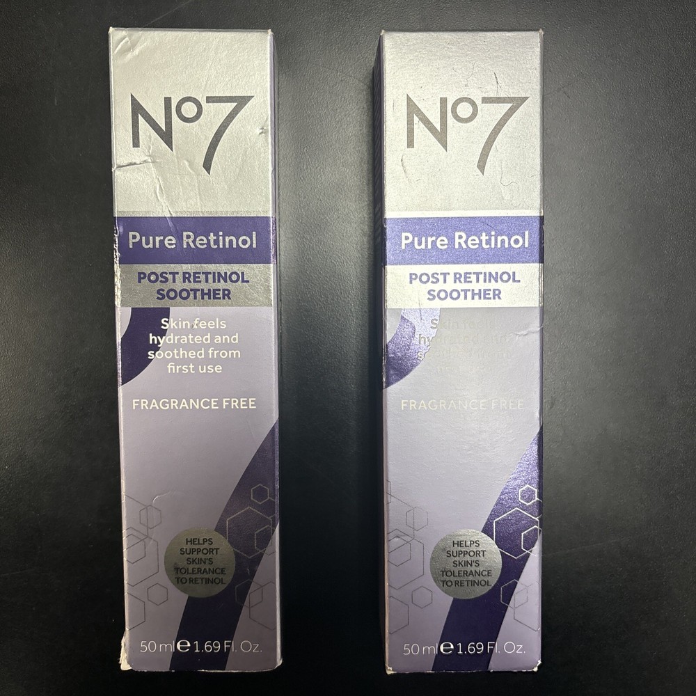 No7 2pack Pure Retinol Post Retinol Soother Fragrance Free 1.69oz Each New
