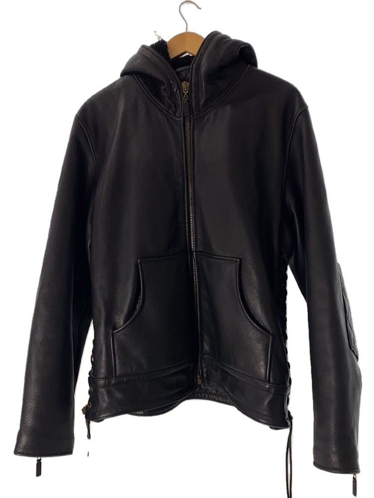 Outlaw Works Leather Jacket Blouson Cowhide Black Plain 437