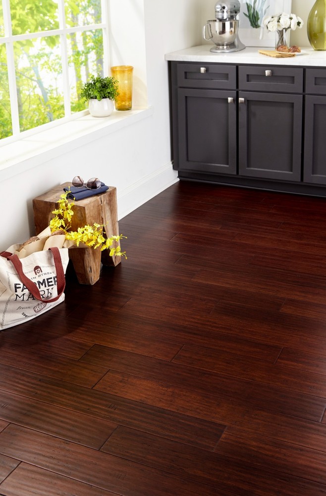 7mm Acacia Waterproof Engineered Strand Bamboo Flooring 5.12in W x 36.22in L-image