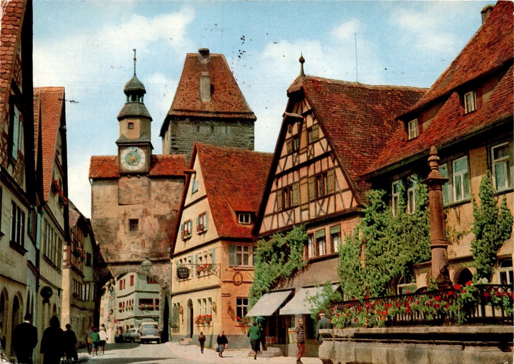 Rothenburg ob der Tauber, Rödergasse, St. Mark's Tower, Postcard