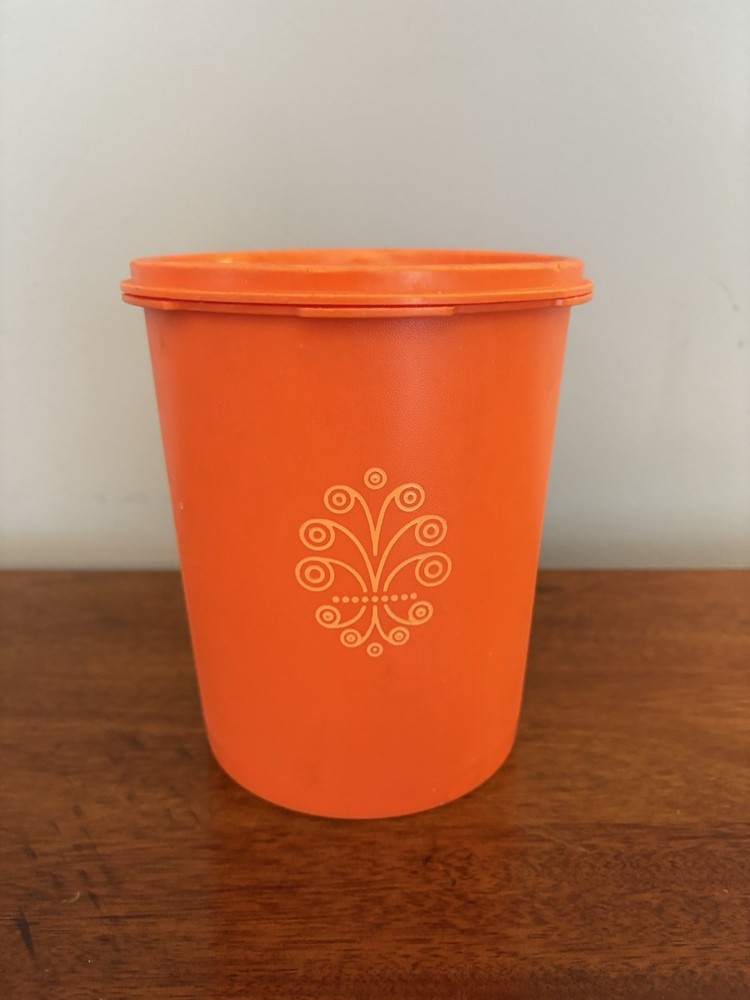 Vintage Tupperware 809-13 Servalier Canister Orange Retro With lid 810-7