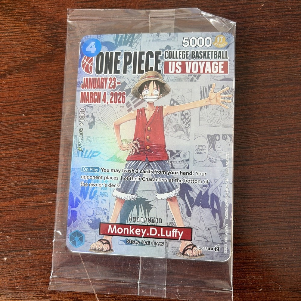 One Piece Monkey D. Luffy US College Basketball Promo Card + Poster Rutgers New!
