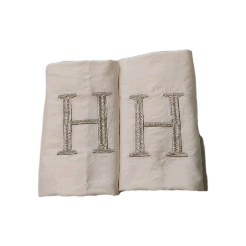 2 Pottery Barn 100% Egyptian Cotton Monogram 