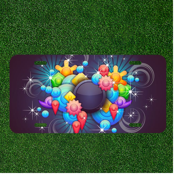 Custom Personalized Car License Plate With Badge Abstract Abstract Design