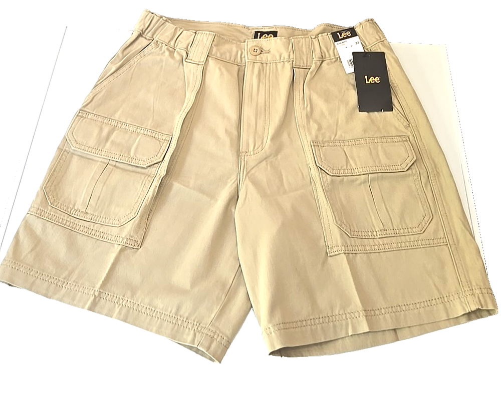 Lee Men’s Cargo Shorts 32 Khaki Regular Fit Casual Summer Safari New