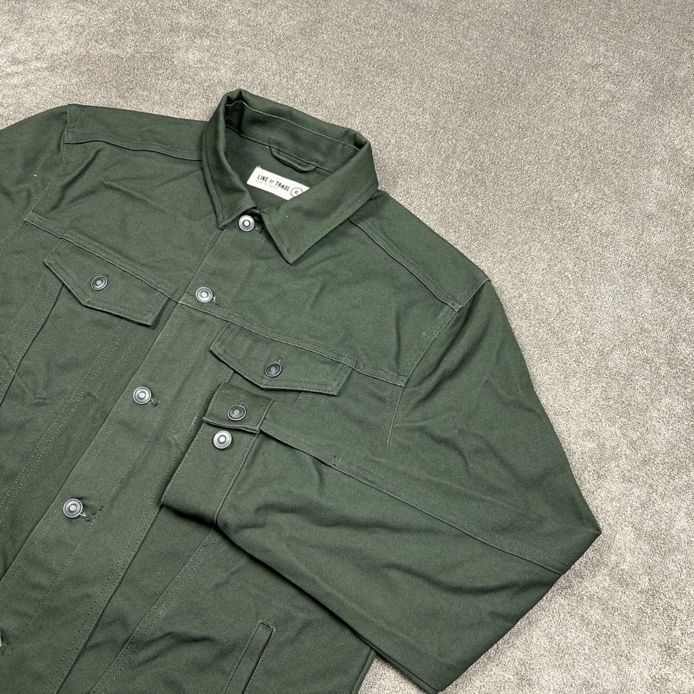 Line of Trade Canvas Trucker Style Jacket Mens XL Military Green Workwear Denim