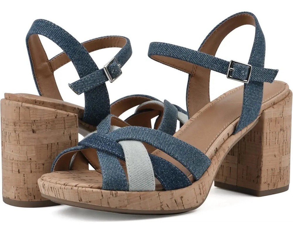 White Mountain Dubonnet Womens Size 10 Blue Denim Multi Fabric Casual Shoes New