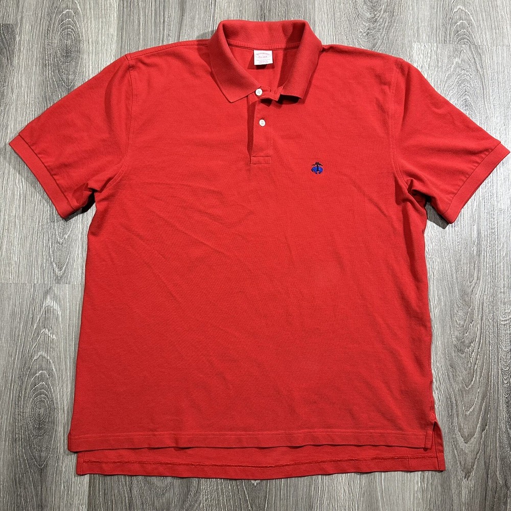 Brooks Brothers Original Fit Cotton Short Sleeve Performance Polo Mens Large Red