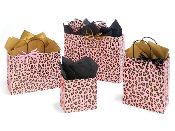 Lipstick Leopard Print Glossy Gift Bags - Custom Sizes & Quantities  
