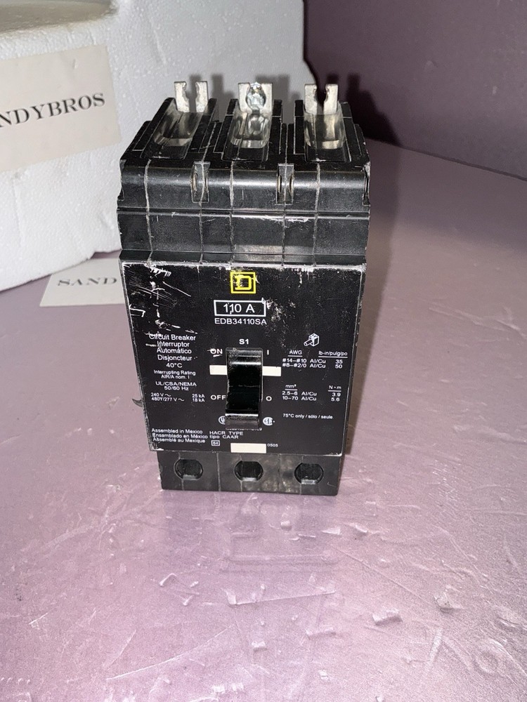 Square D EDB34110SA Circuit Breaker 110 Amp 3 Pole 480Y/277V