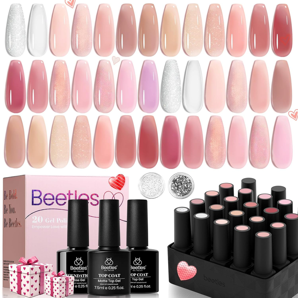 Pink Nude Gel Nail Polish Set 20 Colors Valentine Gifts for Women  