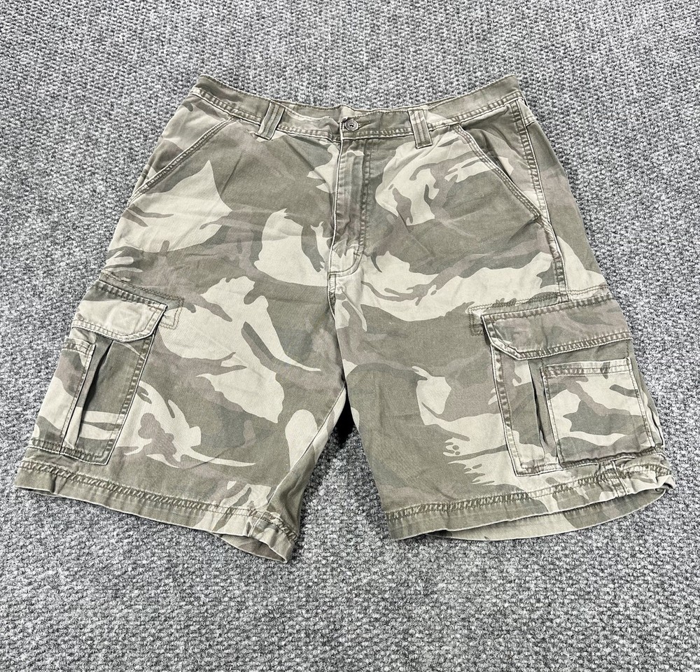 Wrangler Camo Cargo Shorts Mens 34 Camo Green Army Military Work Utility