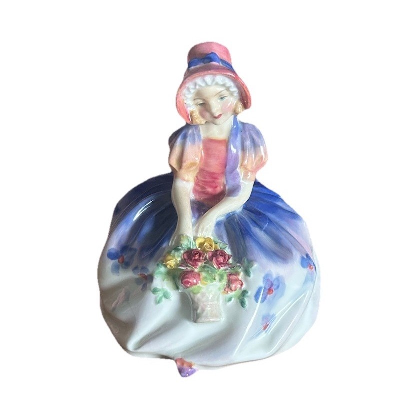 Royal Doulton Monica HN1461 Bone China Figurine Blue Dress Pink Hat Floral