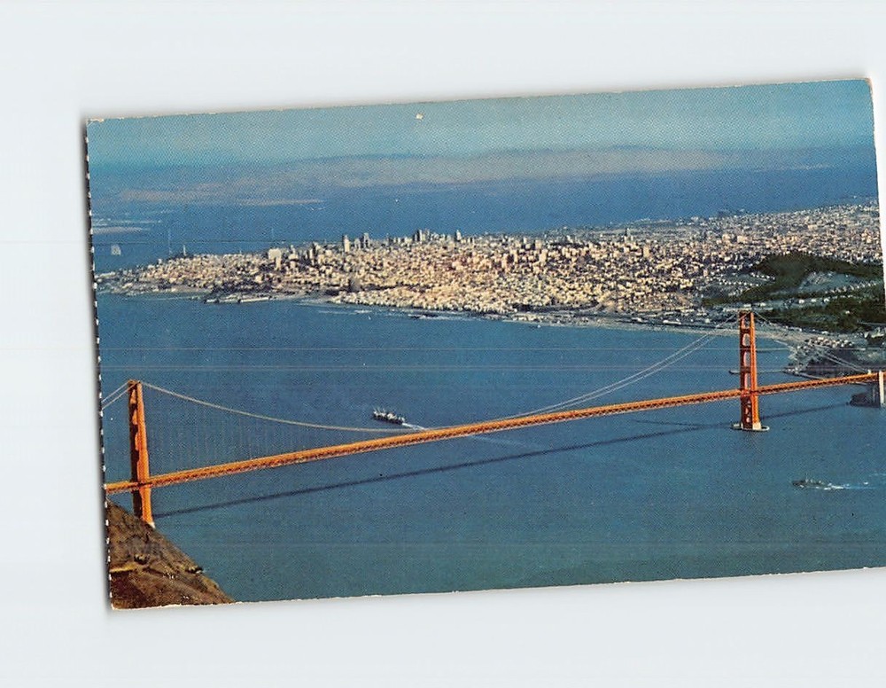 Postcard Aerial View Golden Gate Bridge San Francisco California USA