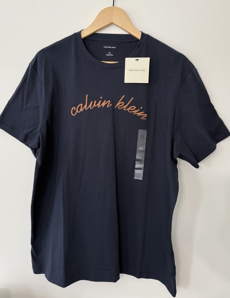Mens Blue Navy Calvin Klein  Logo Graphic Classic Large