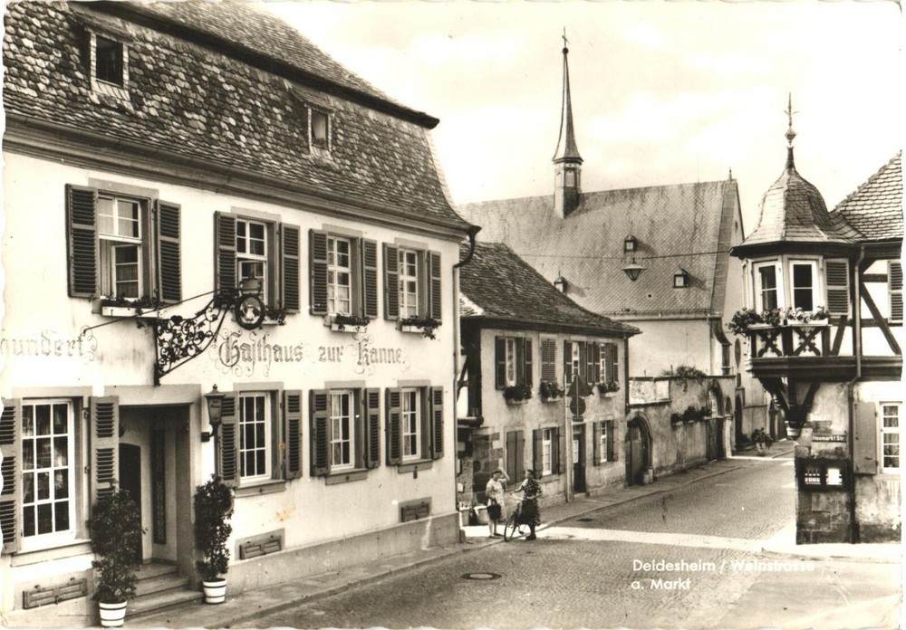 View of Shops, Restaurants Along Deidesheim, Weinstrasse, Germany Postcard