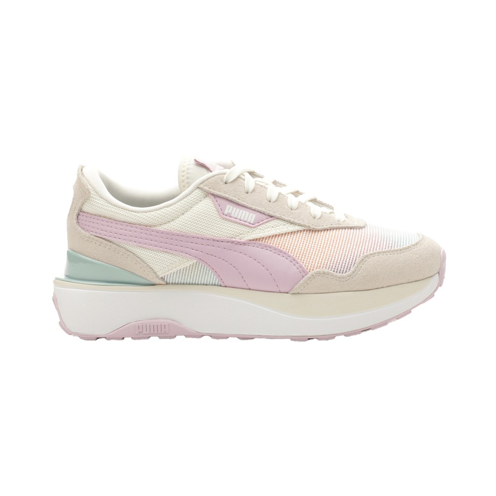 PUMA Cruise Rider Summer Daze Lace Up  Womens Off White, Purple Sneakers Casual