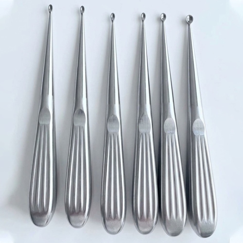 V. Mueller AU6602 Spratt Curette, Size #0, Cup Size 3.7mm, Overall Length 6-1/2