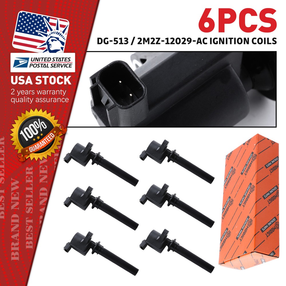 6 Heavy Duty Ignition Coils for 2001-2009 Mazda MPV V6 3.0L DG513 FD502
