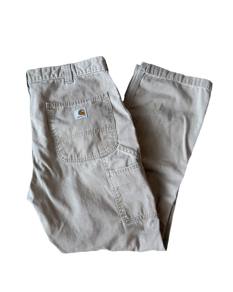 Carhartt Carpenter Pants Size 36 Beige Tan Utility Pockets Workwear Grunge Work