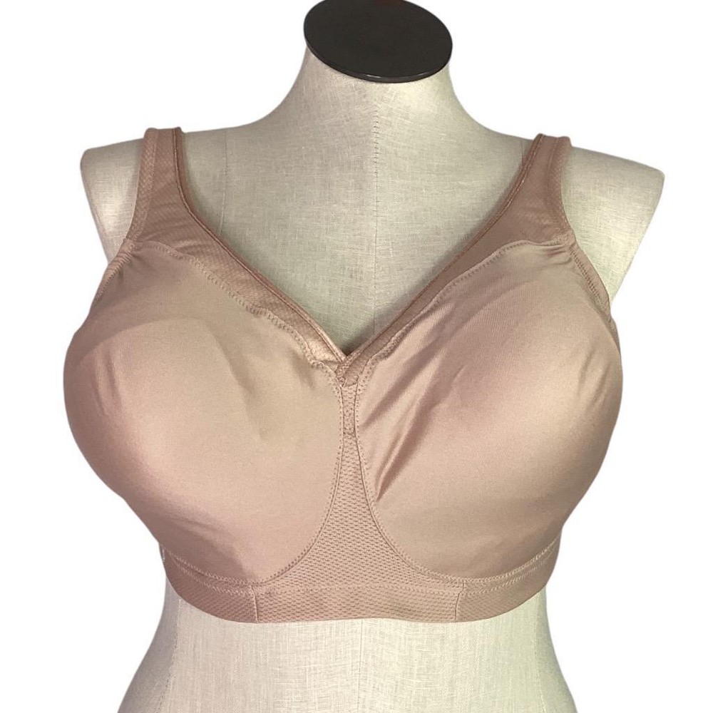Glamorise Sports Bra Women 44DD Beige MagicLift Seamless Wireless Soft Cup