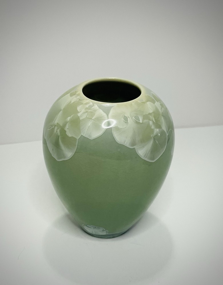 Louise Redding Studio Pottery Crystalline Glaze Vase VTG Gorgeous Teal Celadon .